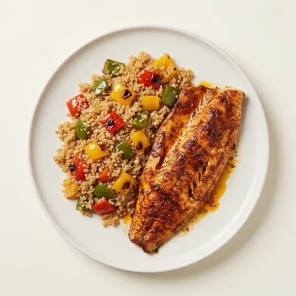 Paprika & Orange Roasted Fish with Quinoa and Bell Peppers